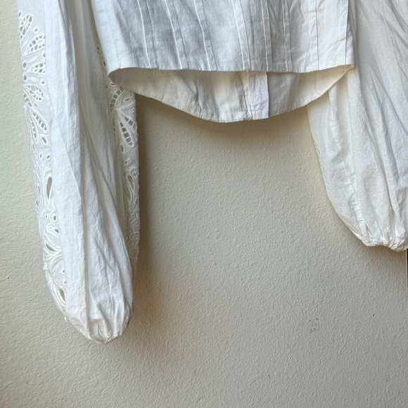 FARM RIO WOMEN'S RICHELIEU BIG COLLAR Eyelet BLOUSE Off White Sz S - Picture 13 of 16